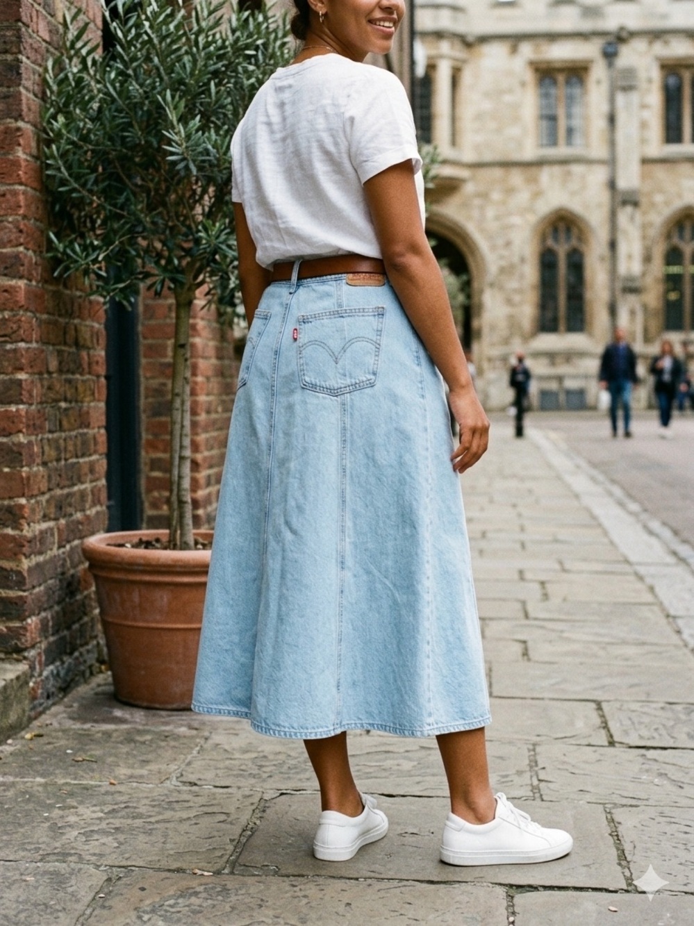 Levi's Pale Blue Denim A-Line Midi Skirt size W33